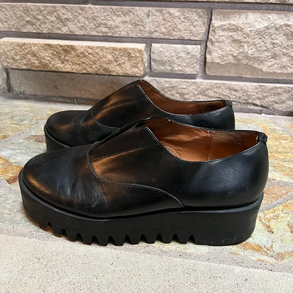 & Other Stories Black Leather Platform Derby Shoes Creepers 8.5